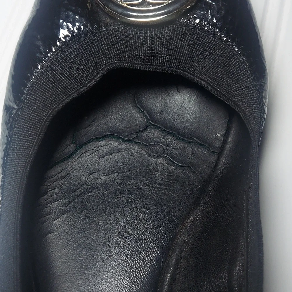 Tory Burch Caroline black patent leather ballet flats